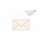 envoyer un courriel ou Email E-mail. Logo informatique, illustration symbole de l'envoi d'un courrier électronique mail. Une enveloppe et un avion en papier qui vol vers son destinataire fond blanc